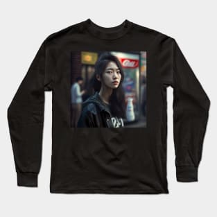 Korean Skinny Girl Portrait in Seoul, Korea Long Sleeve T-Shirt